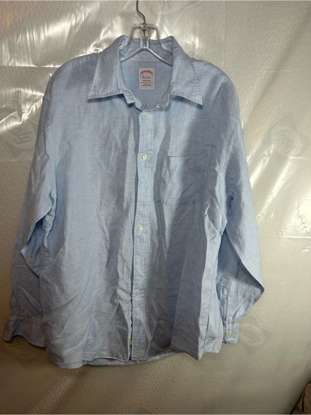 Brooks Brothers Light Blue Linen Button-Down Shirt